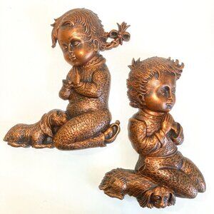 Vintage Coppercraft Praying Boy and Girl